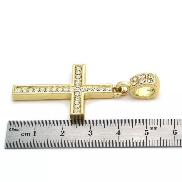 14K Gold Plated Cross On 24" Rope Chain - Picture 4 of 5